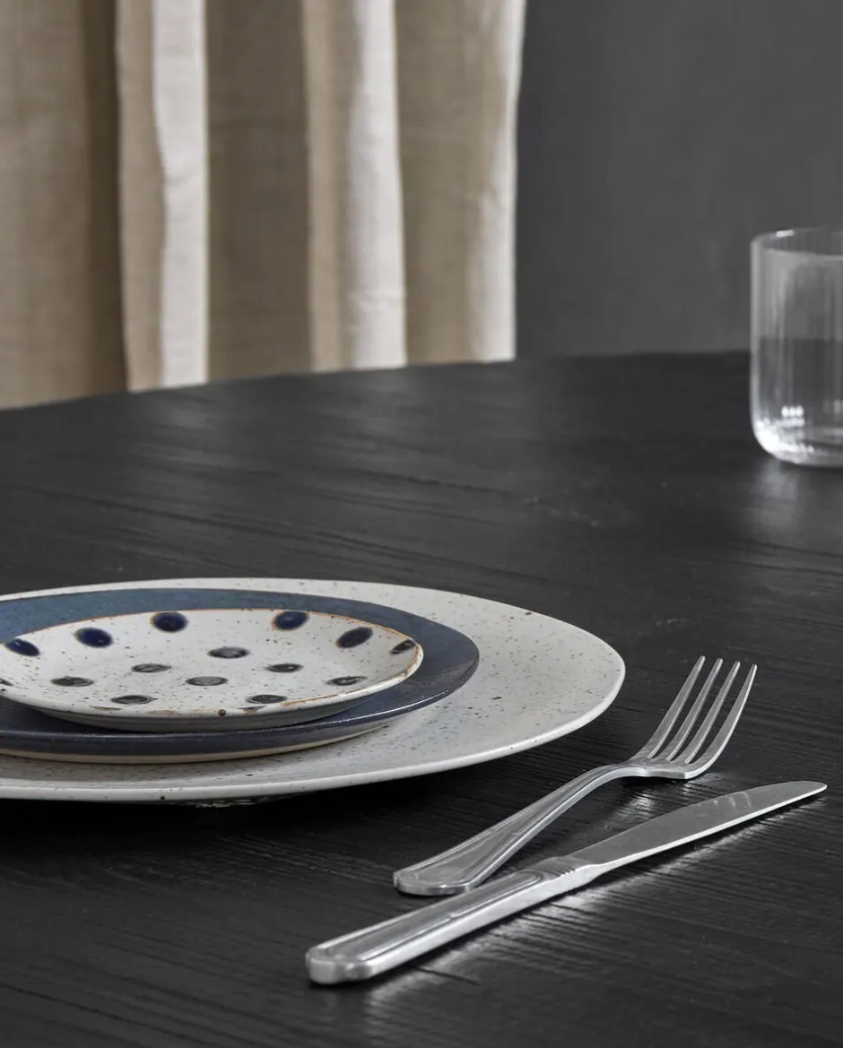 Tallerkener<Nordal GRAINY saucer/cake plate, sand/dark blue