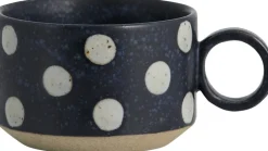 Kopper & Krus<Nordal GRAINY tea cup w. handle, dark blue/sand
