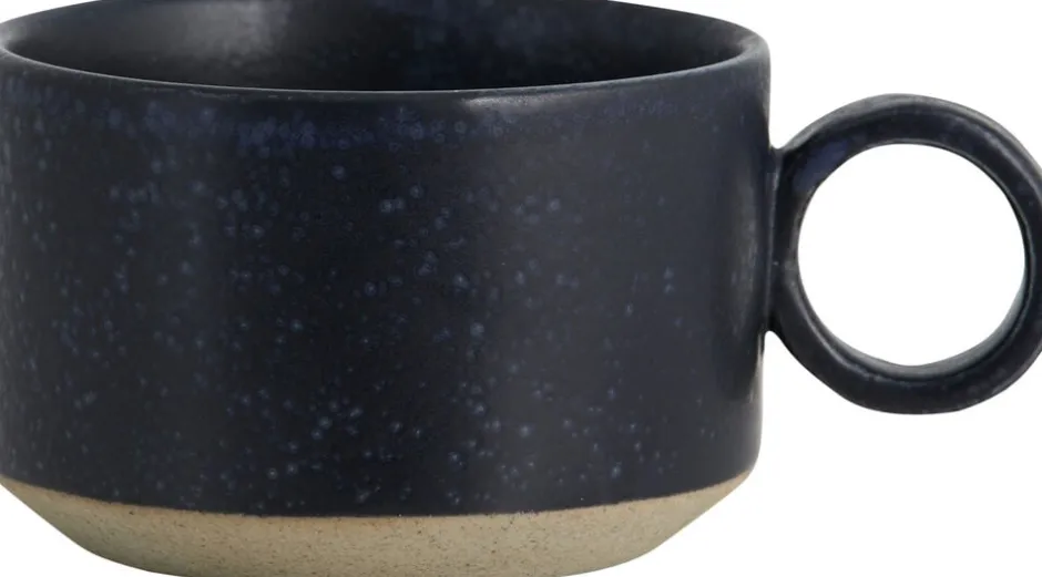 Kopper & Krus<Nordal GRAINY tea cup w. handle, dark blue