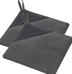 Tekstiler Til Køkkenet<Pillivuyt Grydelap 20,5 x 20,5 cm 2 stk. Sort Kanvas/Læder