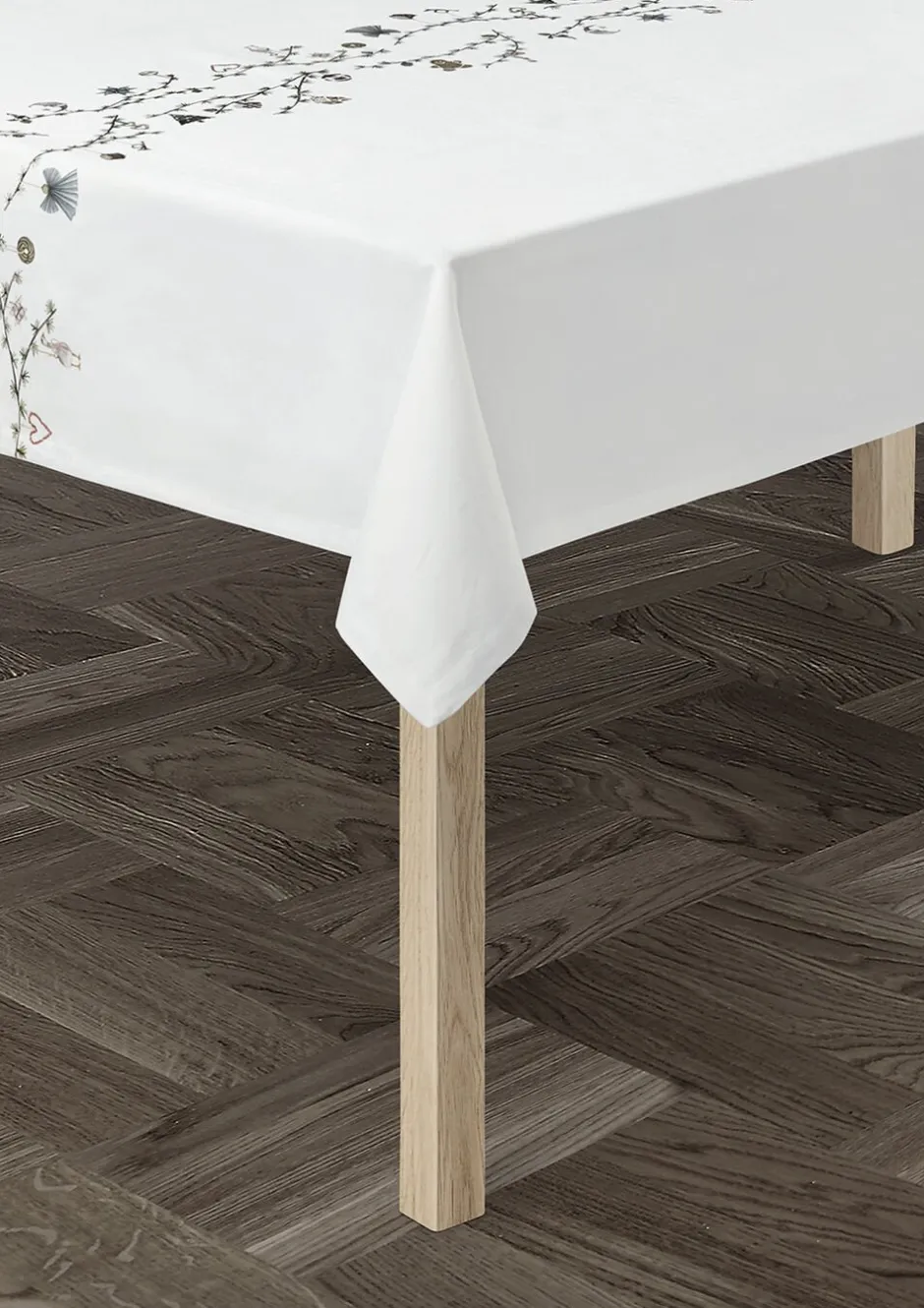 Tekstiler Til Borddækning|Juletekstiler<Kähler Hammershøi Christmas Dug 150x320 cm hvid m. deko