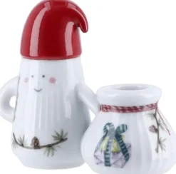 Julepynt<Kähler Hammershøi Christmas Nissefar lysestage H8. 5 hvid m. deko