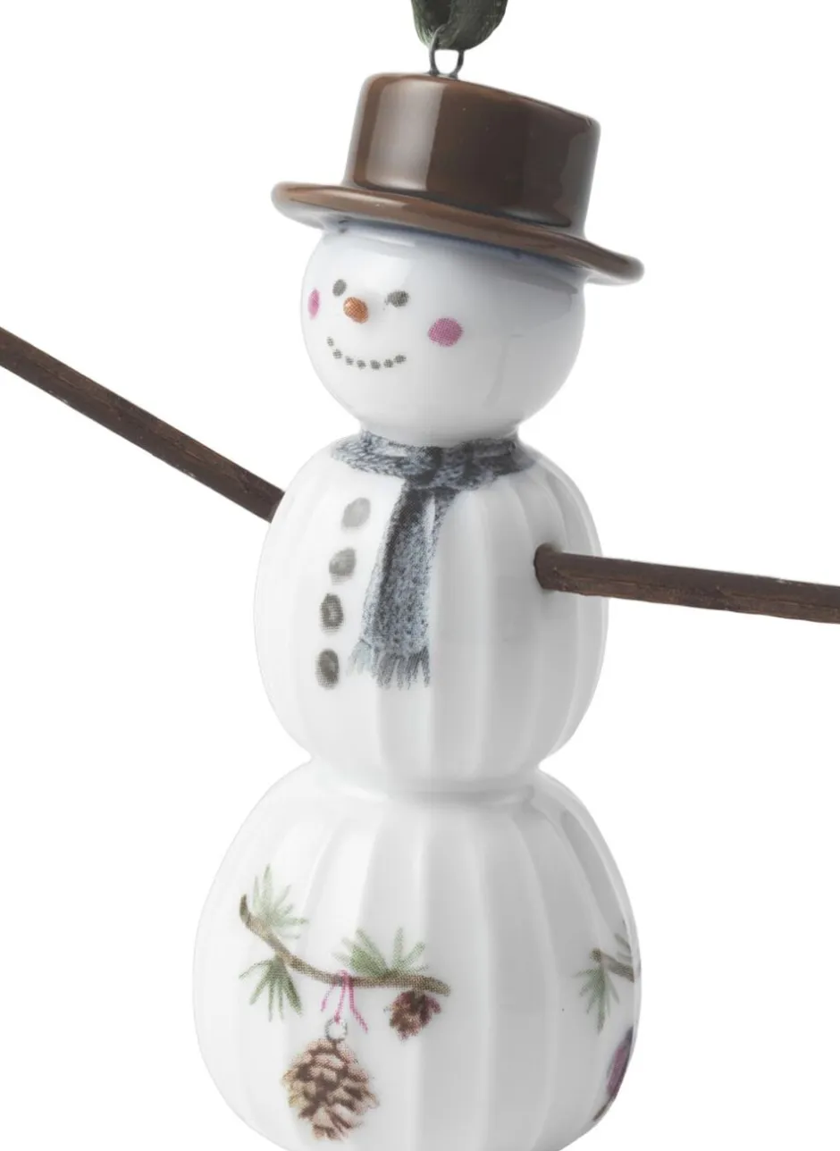 Juletræspynt<Kähler Hammershøi Christmas Snemand hængende H9. 5 hvid m. deko