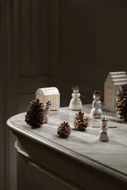 Juletræspynt<Kähler Hammershøi Christmas Snemand hængende H9. 5 hvid m. deko