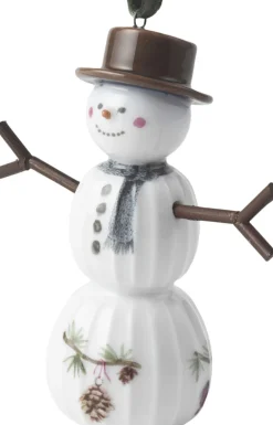 Juletræspynt<Kähler Hammershøi Christmas Snemand hængende H9. 5 hvid m. deko