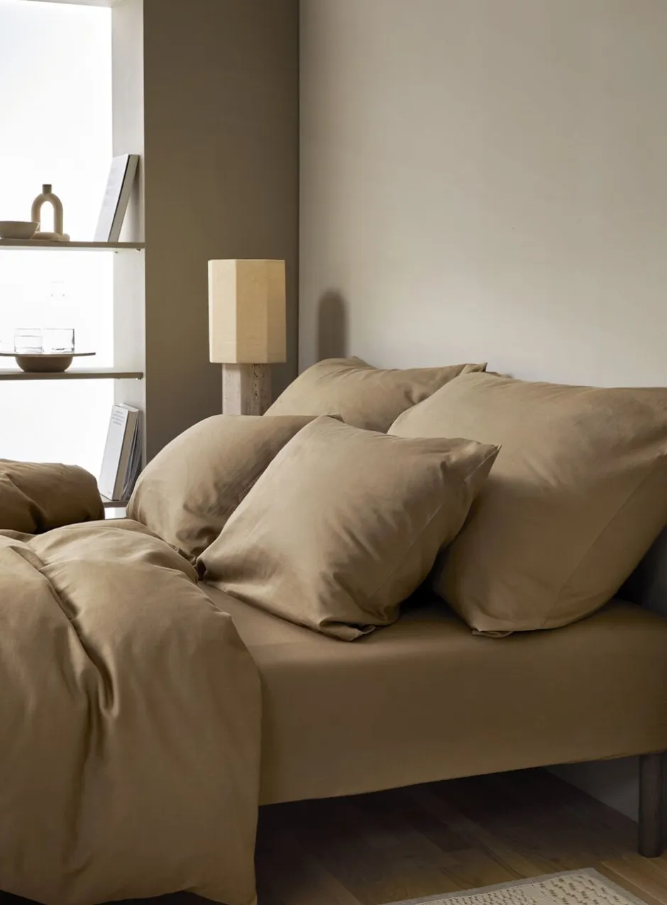Sengetøj & Lagner<Høie Harmoni stonewashed pudebetræk Gylden beige