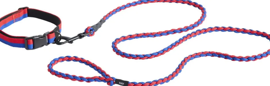 Til Boligens Kæledyr<Hay Dogs Leash-Braided-Red, blue