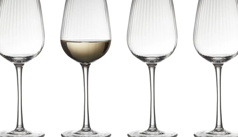 Glas<Lyngby Glas Hvidvinsglas Palermo Gold 30 cl 4 stk.