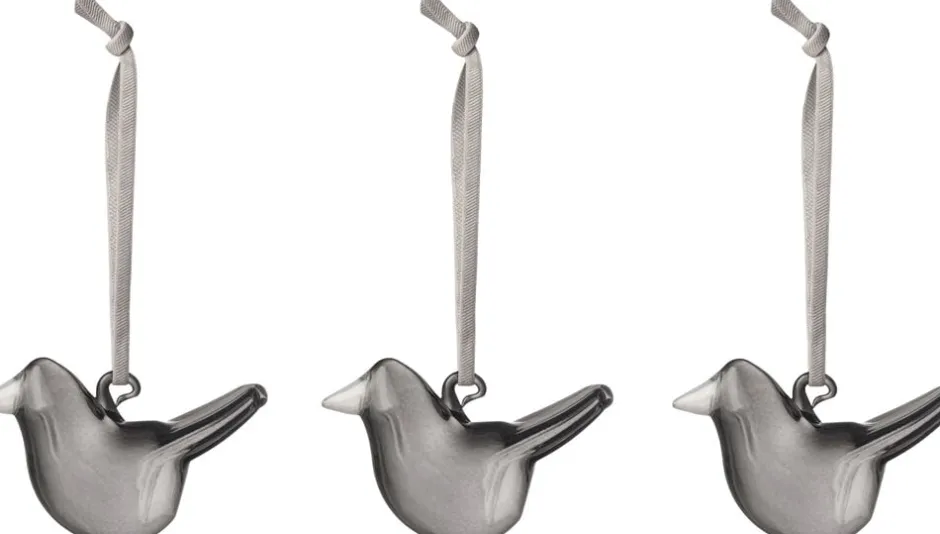 Juletræspynt<Iittala mini glasfugle 3-pak grå