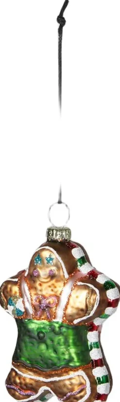 Juletræspynt<Speedtsberg Julekugle kagemand 5x3,5x8cm glas