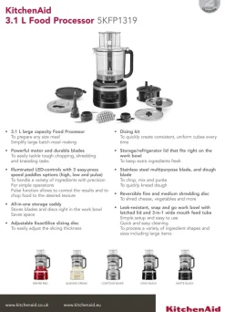Køkkenmaskiner<KitchenAid FOODPROCESSOR 3,1 L, MATTE BLACK 5KFP1319EBM