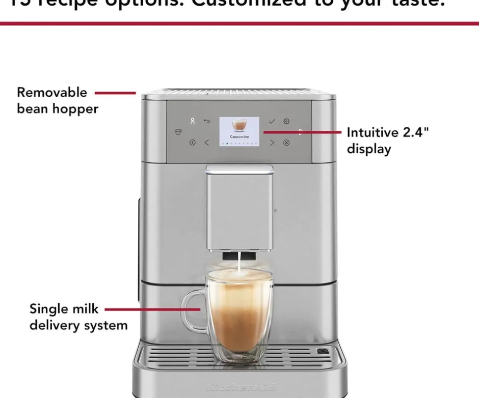 Kaffe & Te<KitchenAid fuldautomatisk espressomaskin-5KES8556ESX