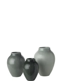 Vaser & Urtepotteskjulere<Knabstrup Keramik Knabstrup mini vase 3 Stk ripple mat misty green, celadon green, dark
