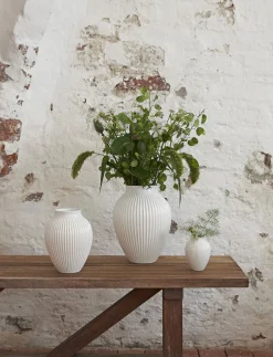 Vaser & Urtepotteskjulere<Knabstrup Keramik Knabstrup, vase, riller hvid, 20 cm