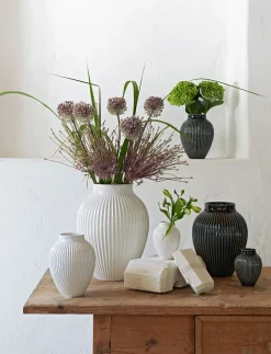 Vaser & Urtepotteskjulere<Knabstrup Keramik Knabstrup, vase, riller hvid, 20 cm