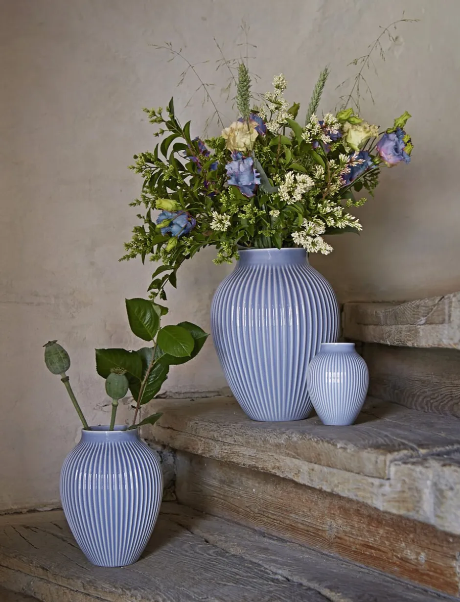 Vaser & Urtepotteskjulere<Knabstrup Keramik Knabstrup, vase, riller lavendelblå, 12,5 cm