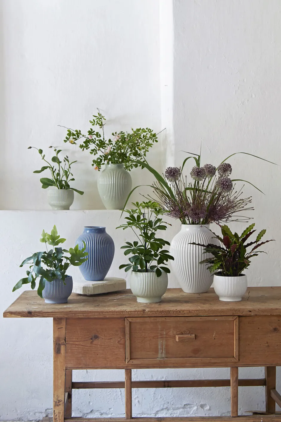 Vaser & Urtepotteskjulere<Knabstrup Keramik Knabstrup, vase, riller lavendelblå, 12,5 cm