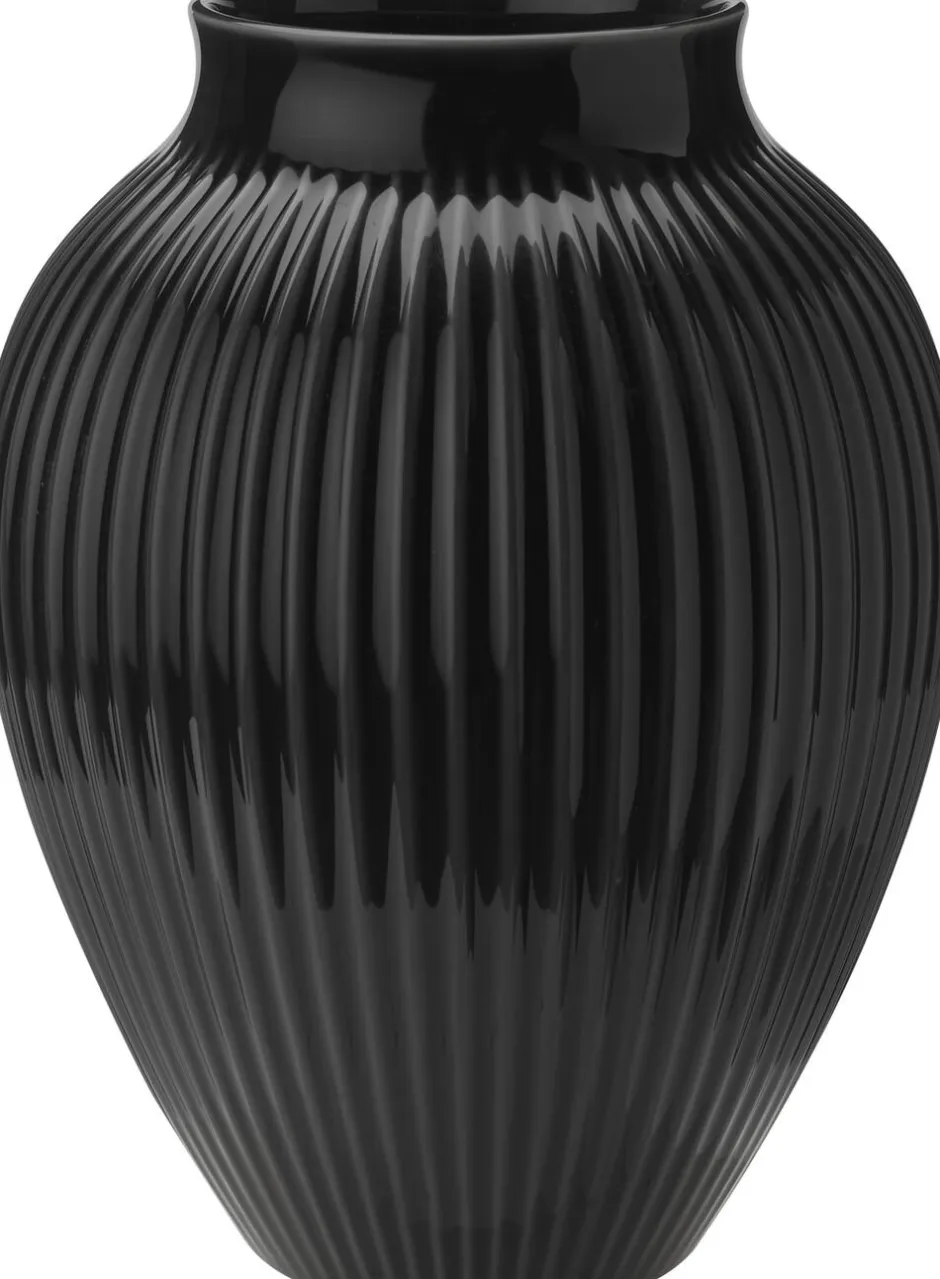 Vaser & Urtepotteskjulere<Knabstrup Keramik Knabstrup, vase, riller sort, 27 cm