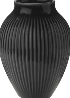 Vaser & Urtepotteskjulere<Knabstrup Keramik Knabstrup, vase, riller sort, 12,5 cm