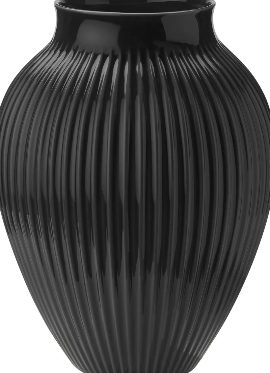 Vaser & Urtepotteskjulere<Knabstrup Keramik Knabstrup, vase, riller sort, 35 cm