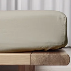 Sengetøj & Lagner<Night & Day Økologisk boxlagen, percale - GOTS, Sand