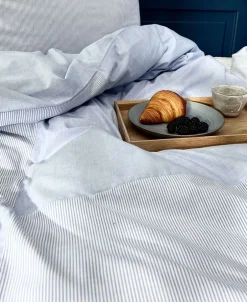 Sengetøj & Lagner<OMHU Økologisk sengesæt, Mini strib patchwork Blå