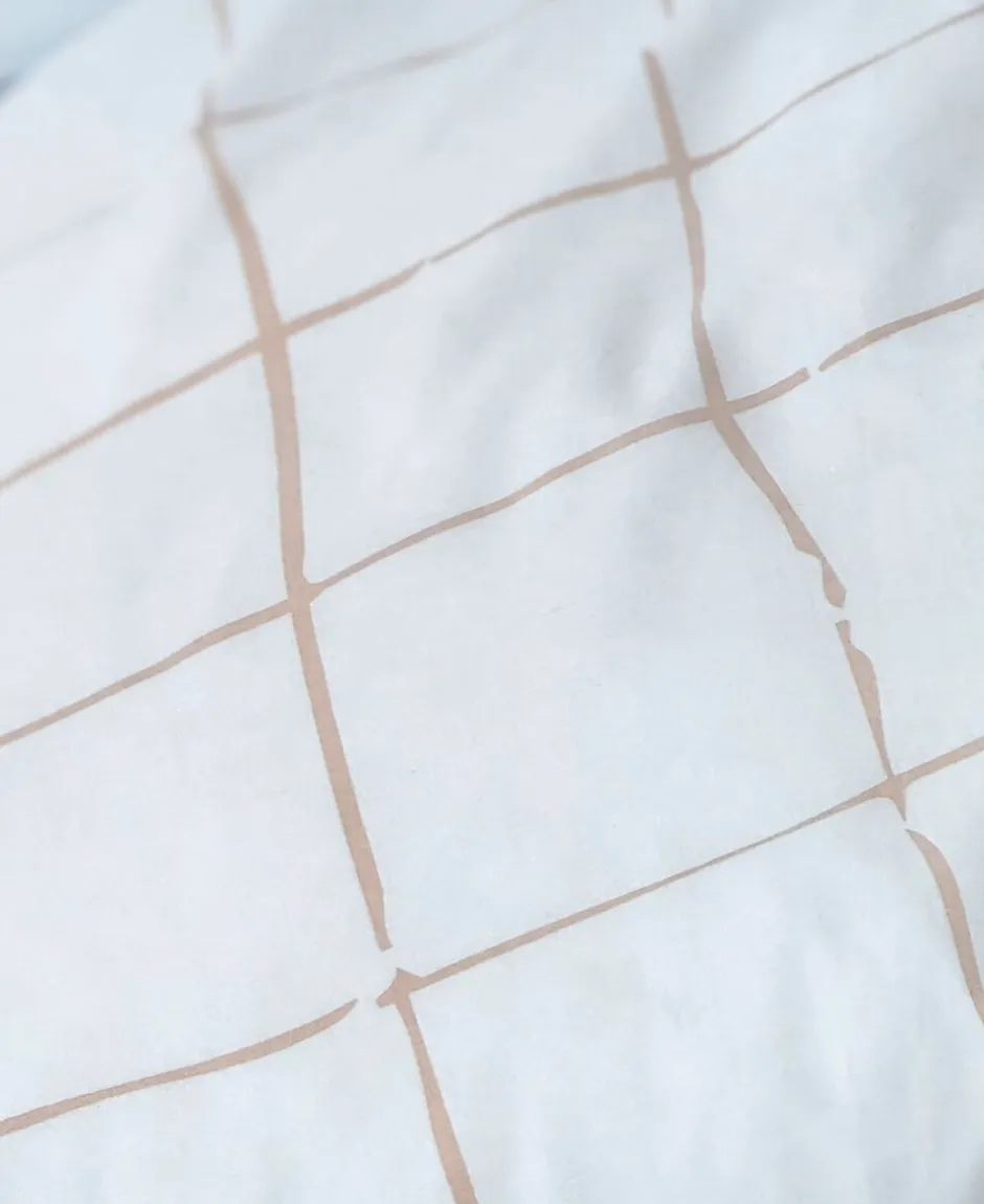 Sengetøj & Lagner<OMHU Økologisk sengesæt, Wave grid Aqua