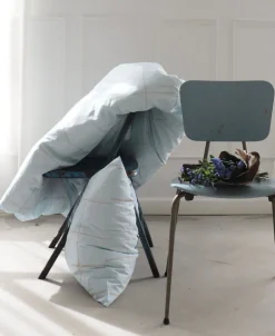 Sengetøj & Lagner<OMHU Økologisk sengesæt, Wave grid Aqua