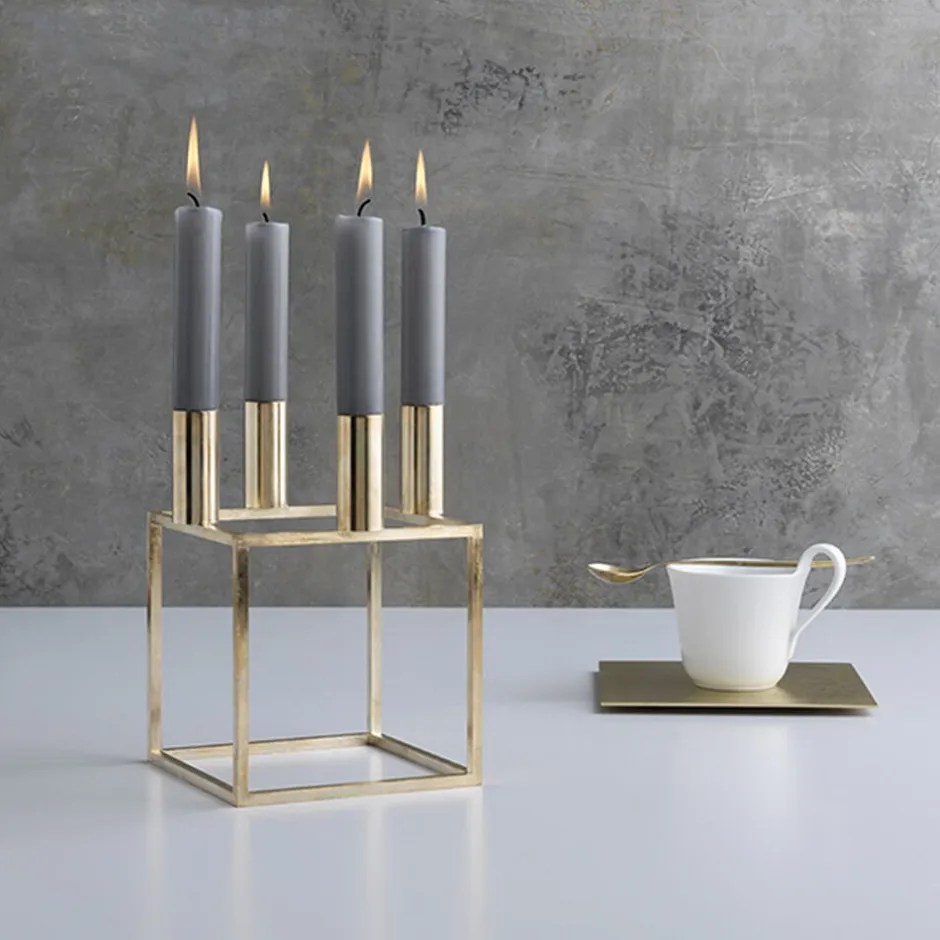 Adventsstager<Audo Copenhagen Kubus 4, Candle Holder, Gold-plated