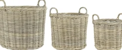 Opbevaring<Ib Laursen Kurvesæt a 3 rattan m/plast indvendig rund