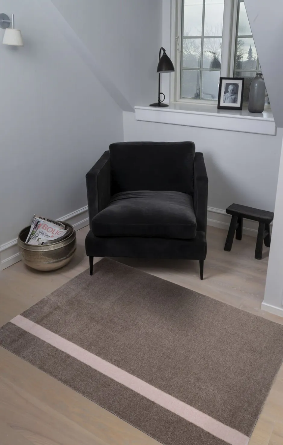 Gulvtæpper<Tica Copenhagen Løber, 130x90 cm, stripe vertical sand/dusty rosa
