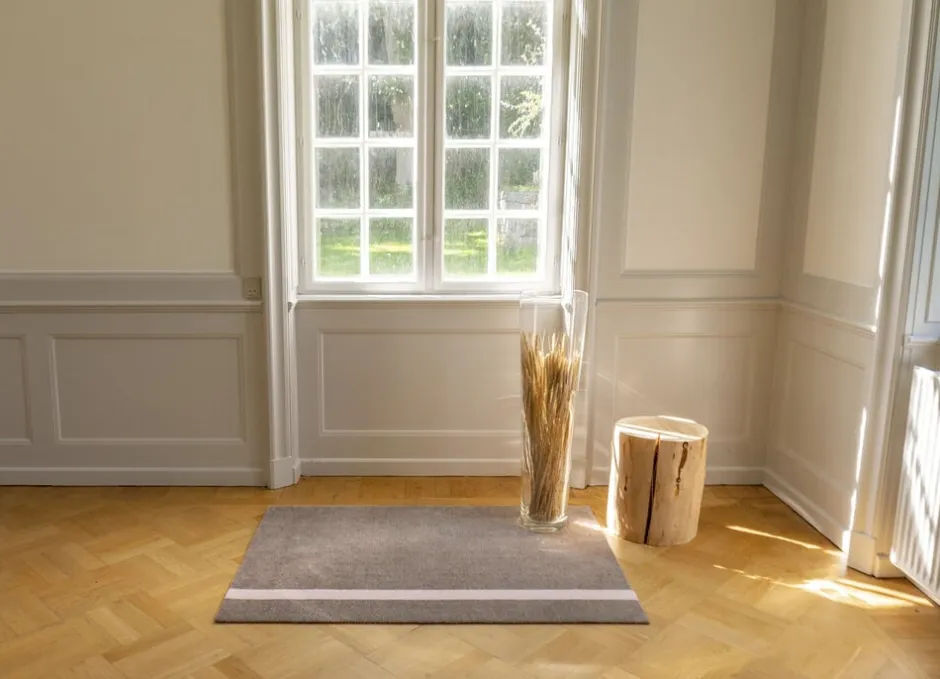 Gulvtæpper<Tica Copenhagen Løber, 130x90 cm, stripe vertical sand/dusty rosa