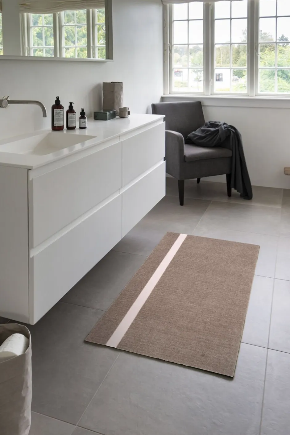 Gulvtæpper<Tica Copenhagen Løber, 67x120 cm, stripe vertical sand/dusty rosa