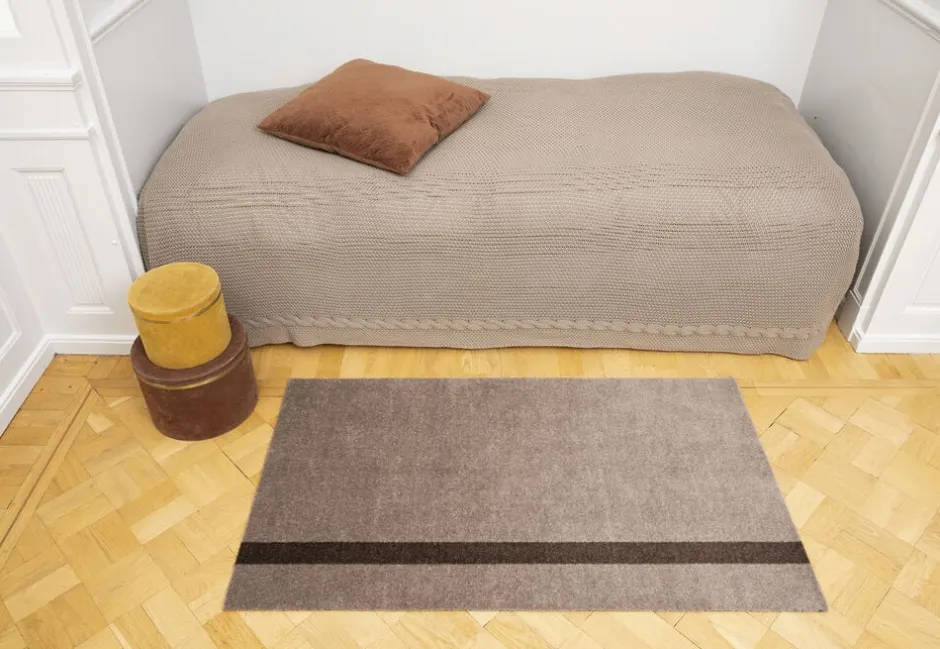 Gulvtæpper<Tica Copenhagen Løber, 67x120 cm, stripe vertical sand/brun