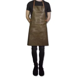 Tekstiler Til Køkkenet<DutchDeluxes Læderforklæde BBQ Style Apron Vintage Brown