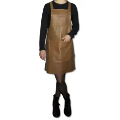 Tekstiler Til Køkkenet<DutchDeluxes Læderforklæde Suspender Serie Apron Vintage Camel