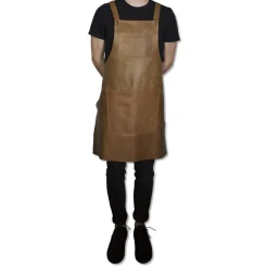 Tekstiler Til Køkkenet<DutchDeluxes Læderforklæde Suspender Serie Apron Vintage Camel