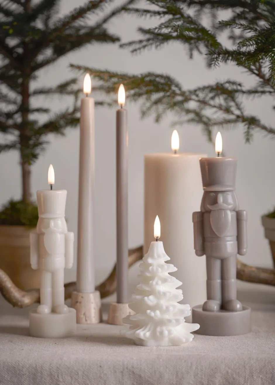 Elektriske Julelys<Uyuni LED candle, Nutcracker, Oyster grey, Smooth, 6x16,5 cm