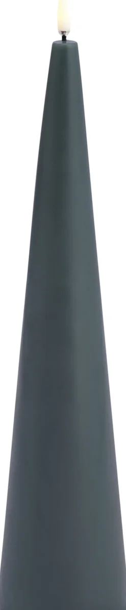 Elektriske Julelys<Uyuni LED cone candle, Pine green, Smooth, 6,8x30 cm