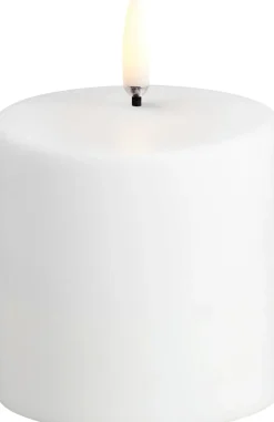 Lys & Lysestager<Uyuni LED rechargeable pillar, White plain, 6,8x6,8 cm