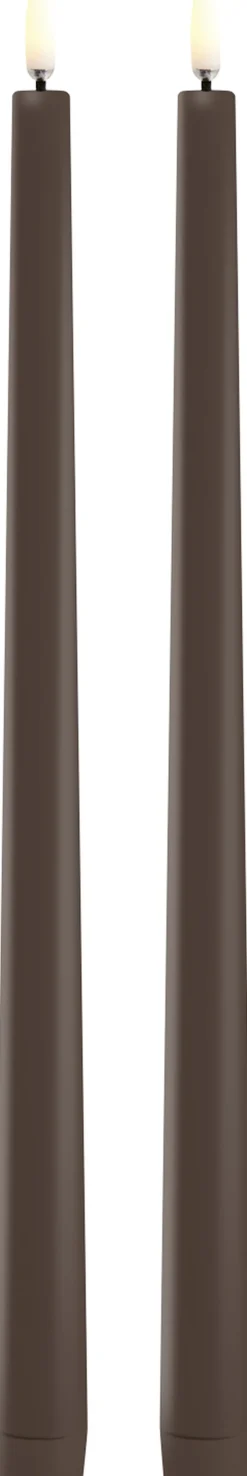 Lys & Lysestager<Uyuni LED slim taper candle, Brown, Smooth, 2-pack, 2,3x32 cm