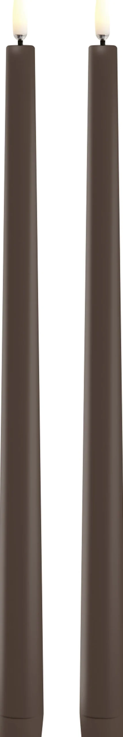 Lys & Lysestager<Uyuni LED slim taper candle, Brown, Smooth, 2-pack, 2,3x32 cm