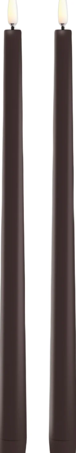 Elektriske Julelys<Uyuni LED slim taper candle, Dusty Mulberry, Smooth, 2-pack, 2,3x3