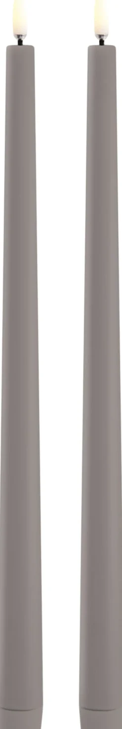 Elektriske Julelys<Uyuni LED slim taper candle, Sandstone, Smooth, 2-pack, 2,3x32 cm