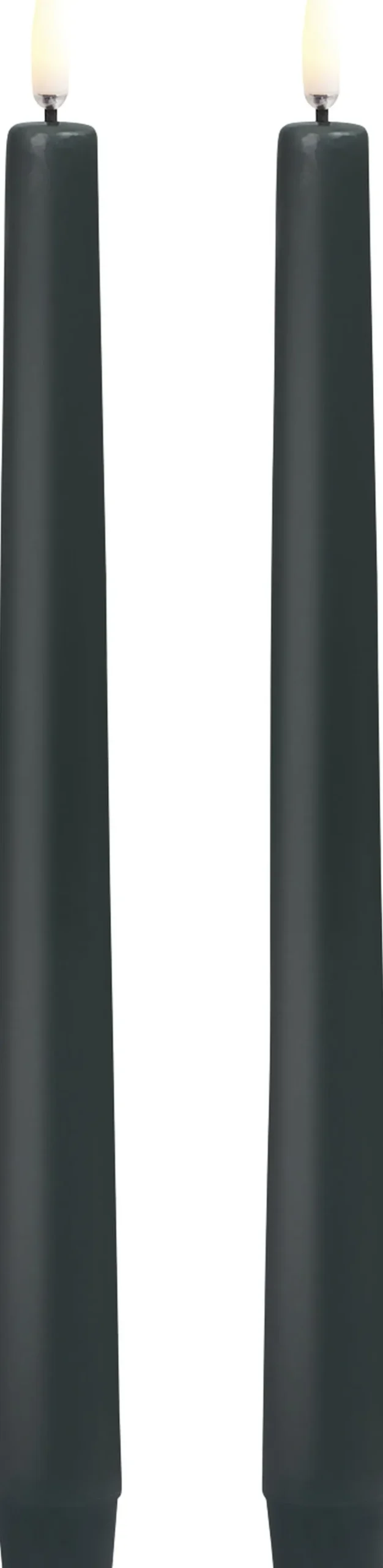 Lys & Lysestager<Uyuni LED taper candle, Pine green, smooth, 2-pack, 2,3x25 cm