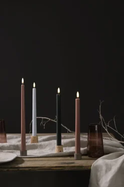 Lys & Lysestager<Uyuni LED taper candle, Pine green, smooth, 2-pack, 2,3x25 cm