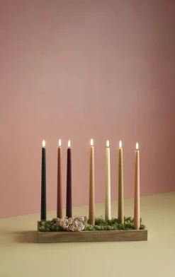 Lys & Lysestager<Uyuni LED taper candle, Pine green, smooth, 2-pack, 2,3x25 cm