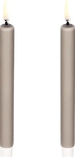 Elektriske Julelys|Lys & Lysestager<Uyuni LED taper candle, Sandstone, Smooth, 1,3x13,8 cm / 2-pack