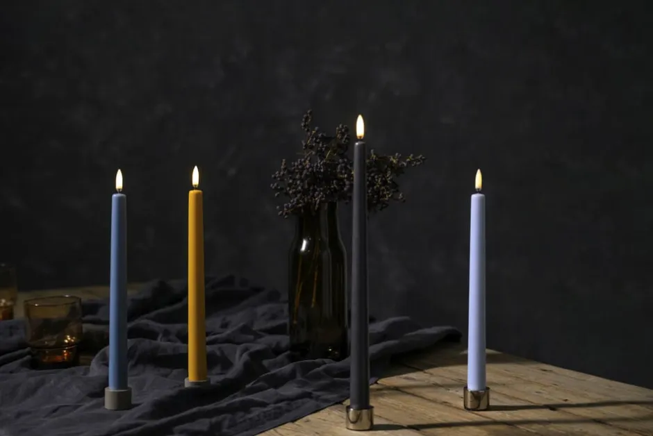 Lys & Lysestager<Uyuni LED taper candle, Skype blue, smooth, 2-pack, 2,3x25 cm