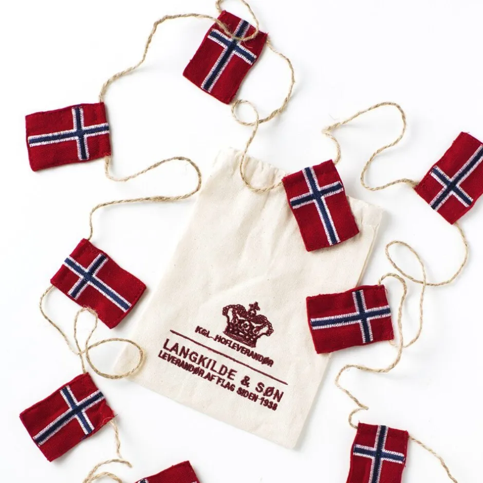 Figurer & Skulpturer<Langkilde & Søn Lille flagranke med 10 Norske flag